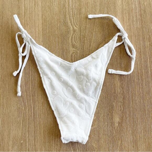 Aerie Terry Low Rise Tie Cheekiest Bikini Bottom in Floral White Size Small NWT - Picture 5 of 7